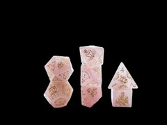 7 Piece Stone Dice Set - Royalty Rose Quartz